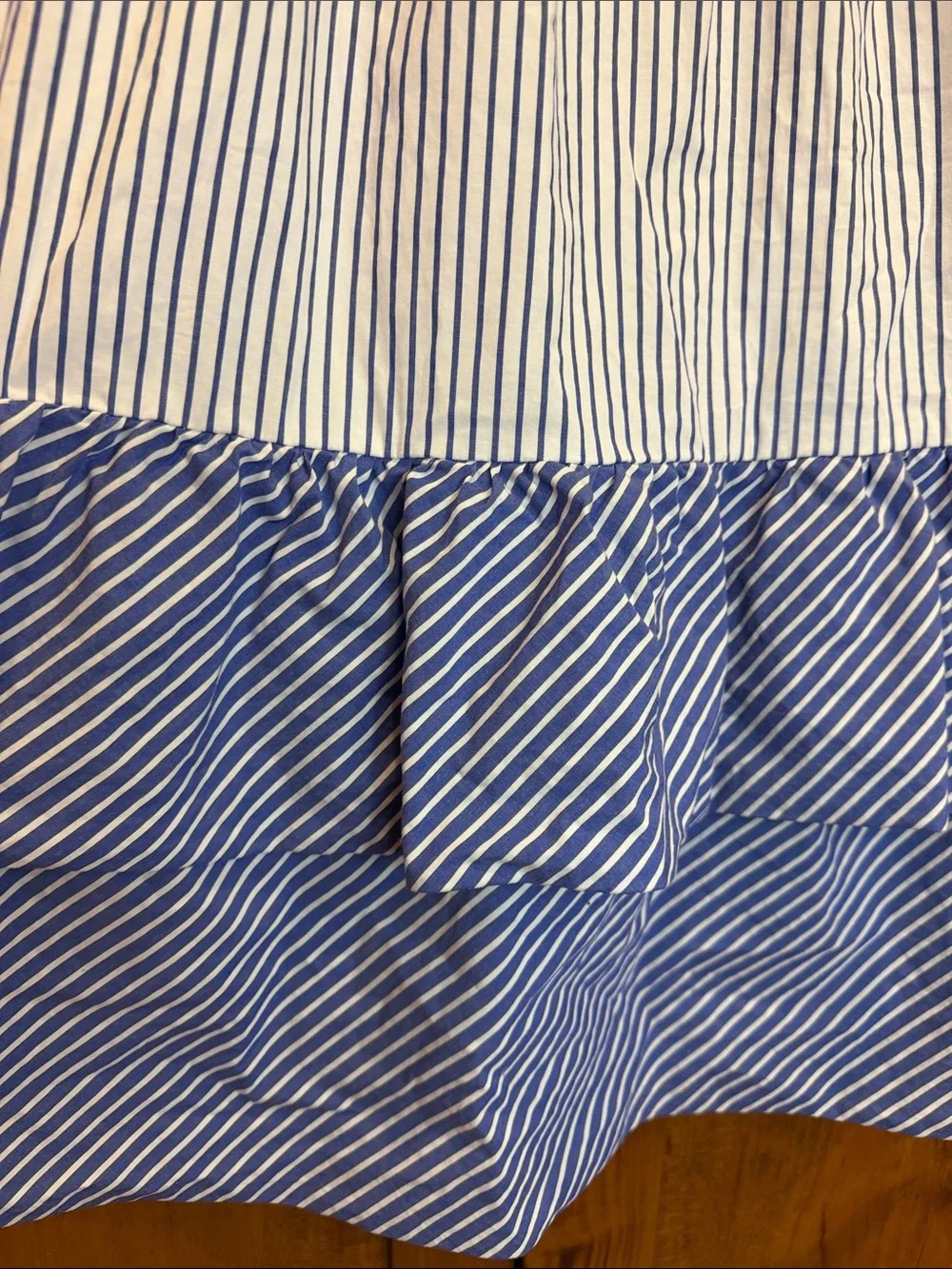 J Crew Striped Fit & Flare Blue/White Ruffle Hem Women's Skirt, 6 Nautical Chic